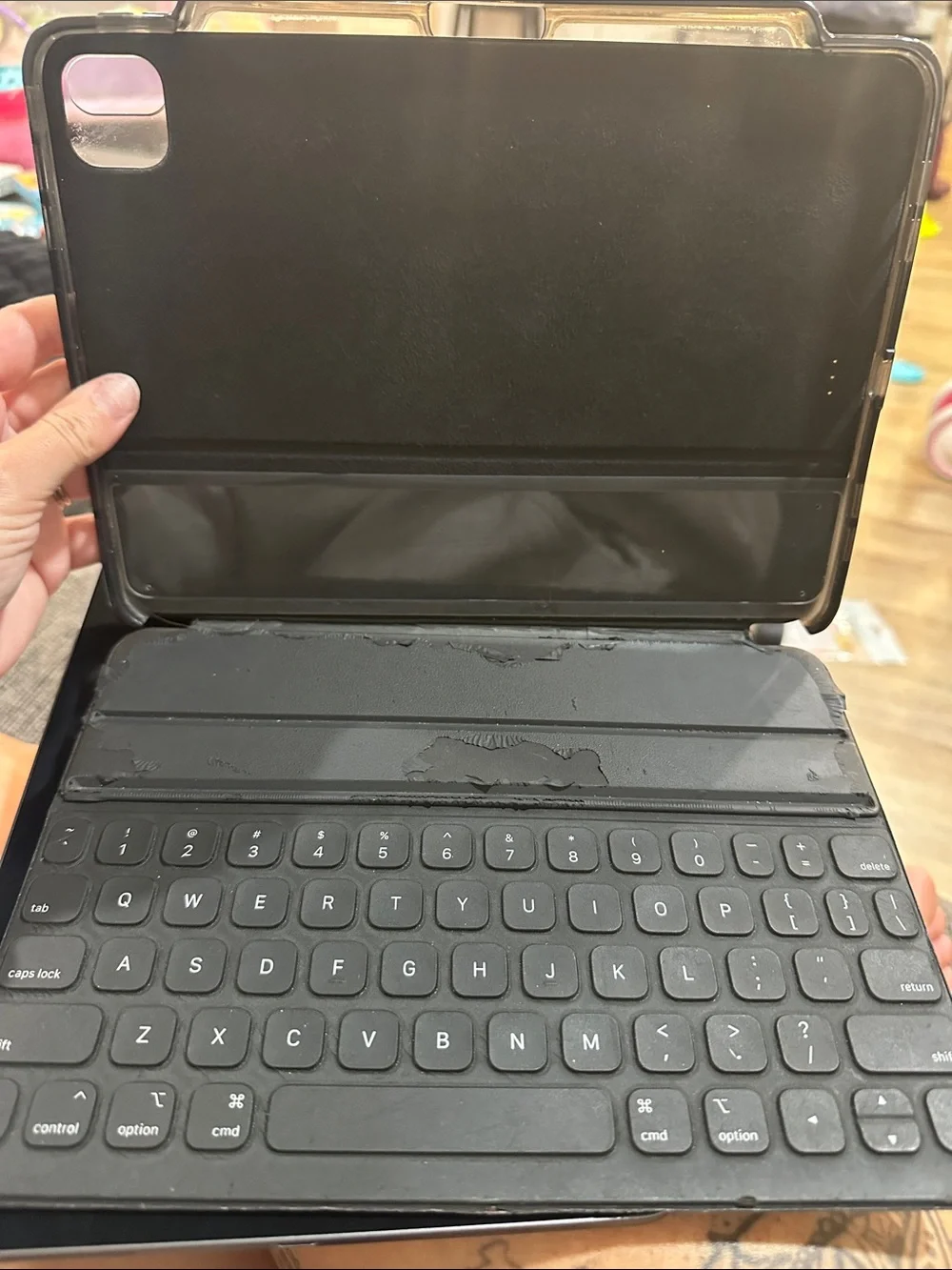 Apple tablet showing